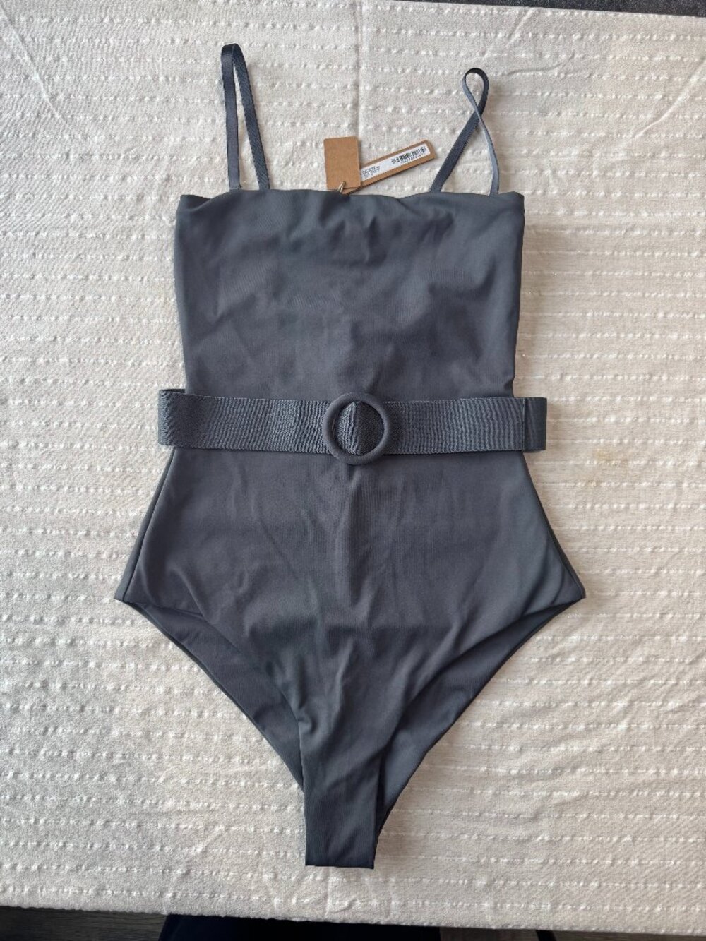 SKIMS Sculpting Swim Strapless One Piece in Gunmetal Size Medium